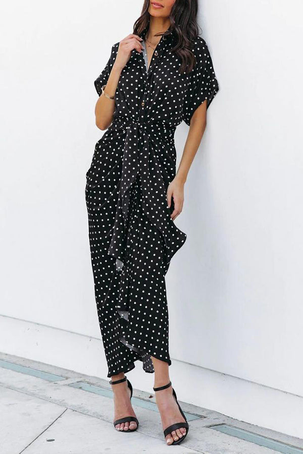 Polka Dot Sleeve Midi Dress