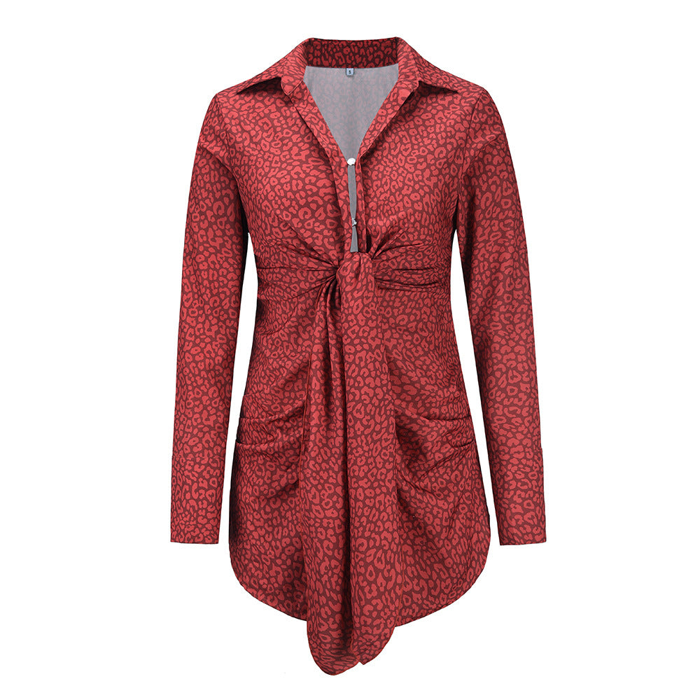 Leopard Print Shirt Dress