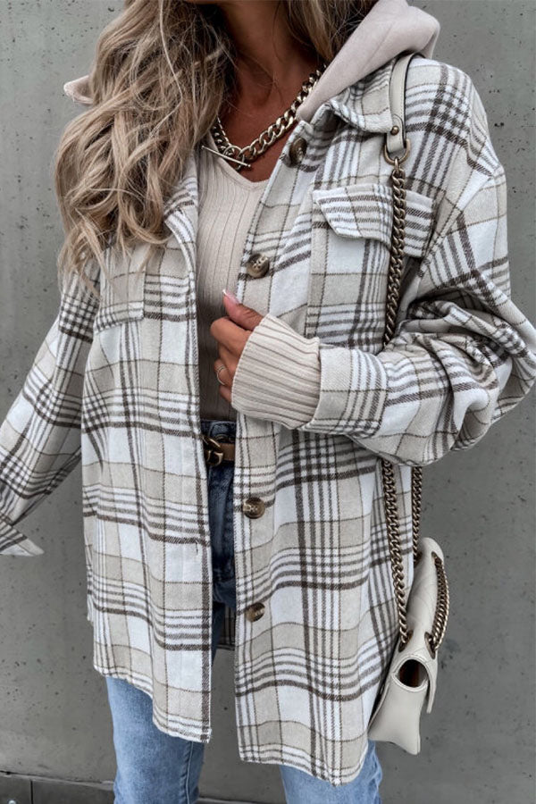 Chic Plaid Hooded Coat