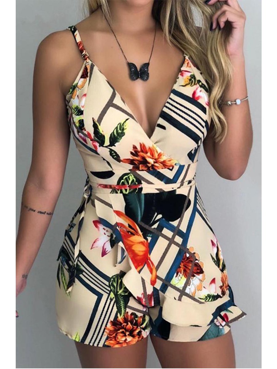 Sexy Nature Print Sling Romper
