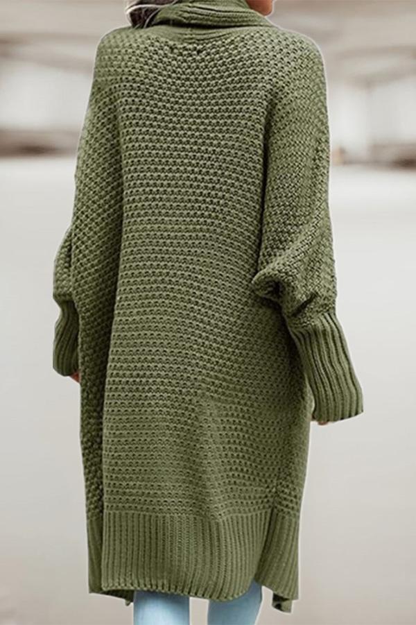 Lapel Bat Sleeve Knit Long Sweater Cardigan