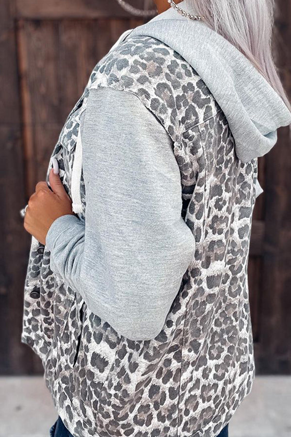 Retro Long-sleeved Pocket Leopard Print Jacket