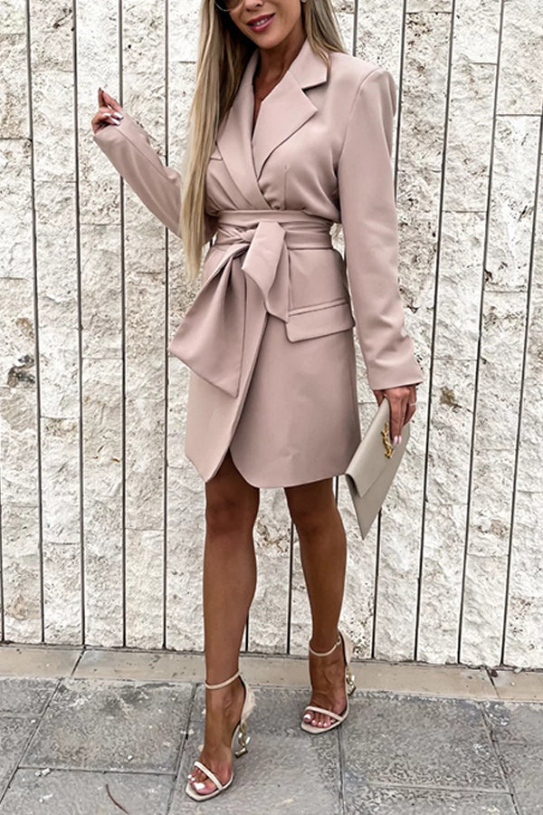 Loose Multicolor Suit Collar Dress
