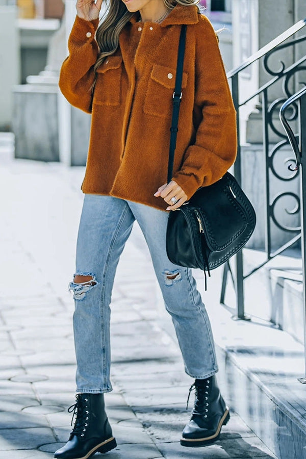 Solid Mink Flannel Single Breasted Jacket