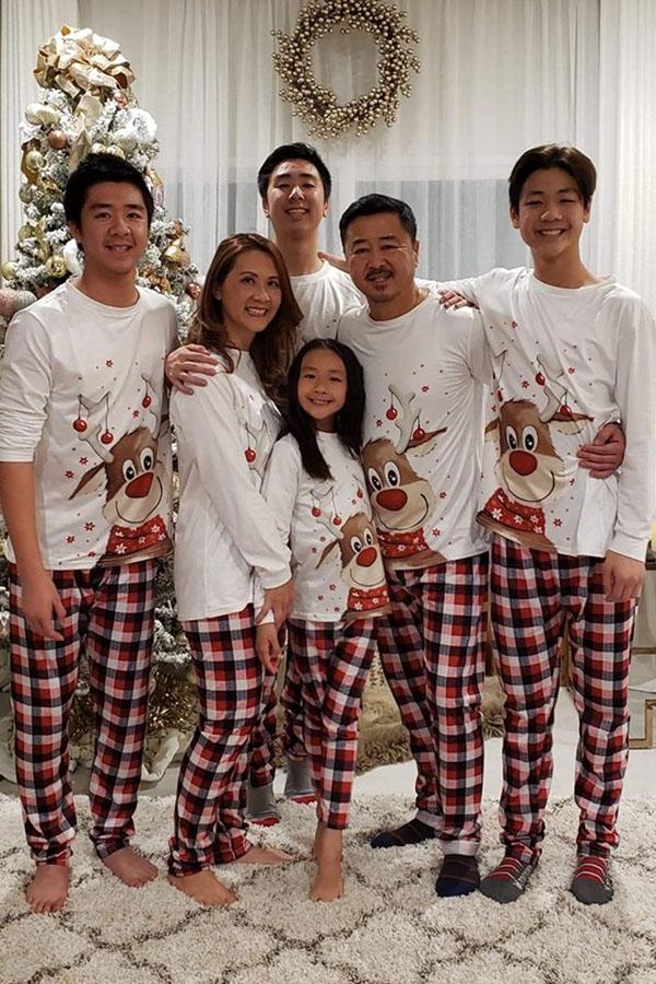 Christmas Family Pack Elk Printed Parent-child Long Sleeve Pajamas Set Home Service