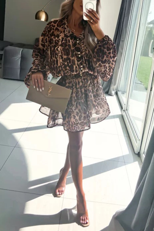 Dynamic Love Printed Puff Sleeve Mini Dress