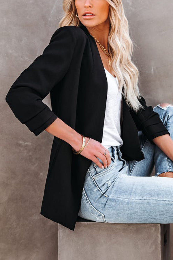 Solid Pocket Suit Coat