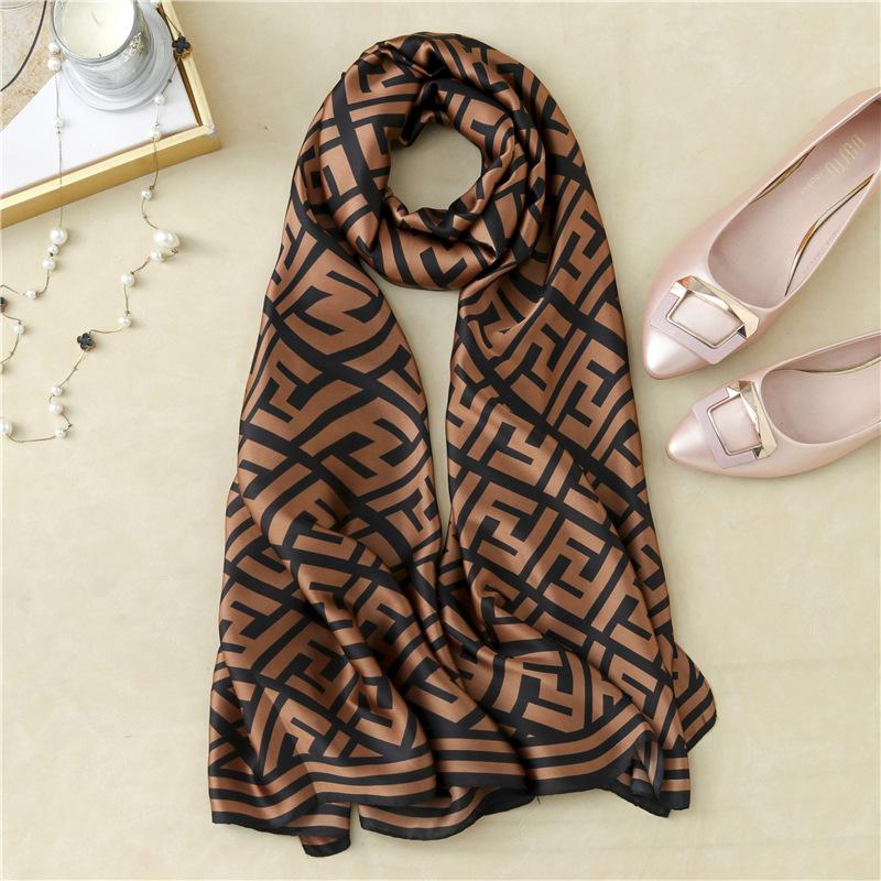Printed silk scarf letter shawl sun protection beach towel