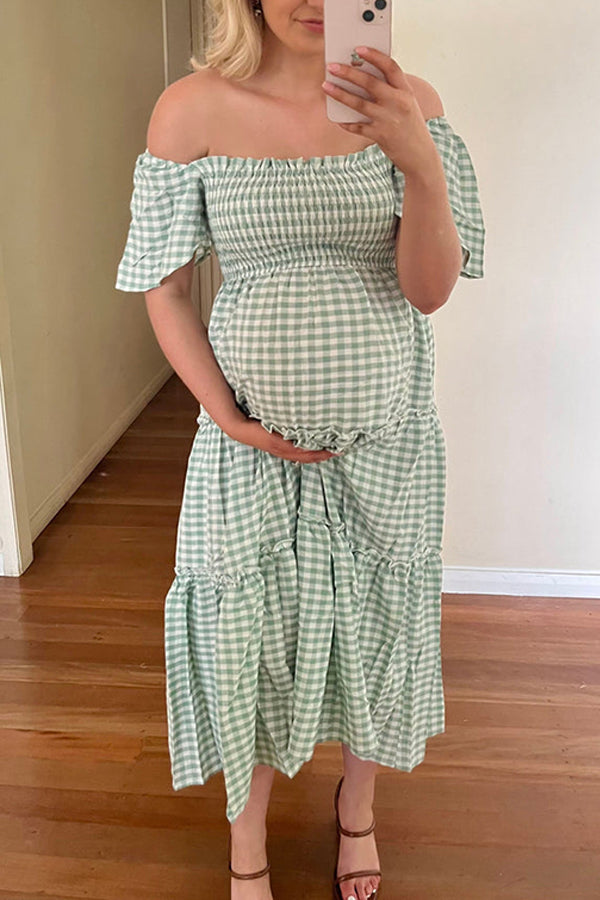 Mom Plaid High Waist Dress