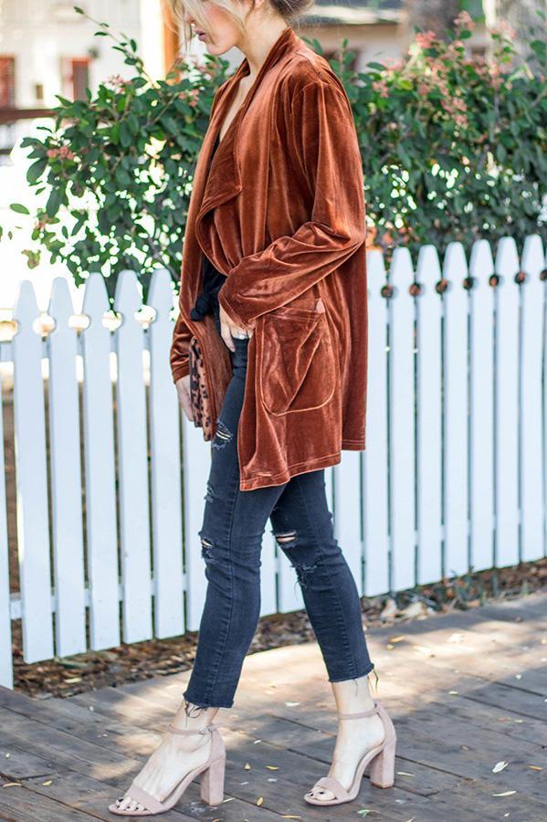 Luxurious Weekend Velvet Cardigan Jacket