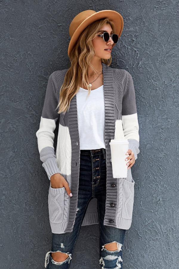 Pocket and Buttons Closure Cardigan