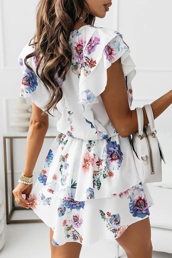 Floral Ruffle Sleeve Dress