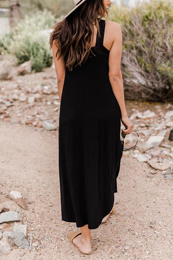 Off Shoulder Casual Comfortable Halter Long Pocket Dress