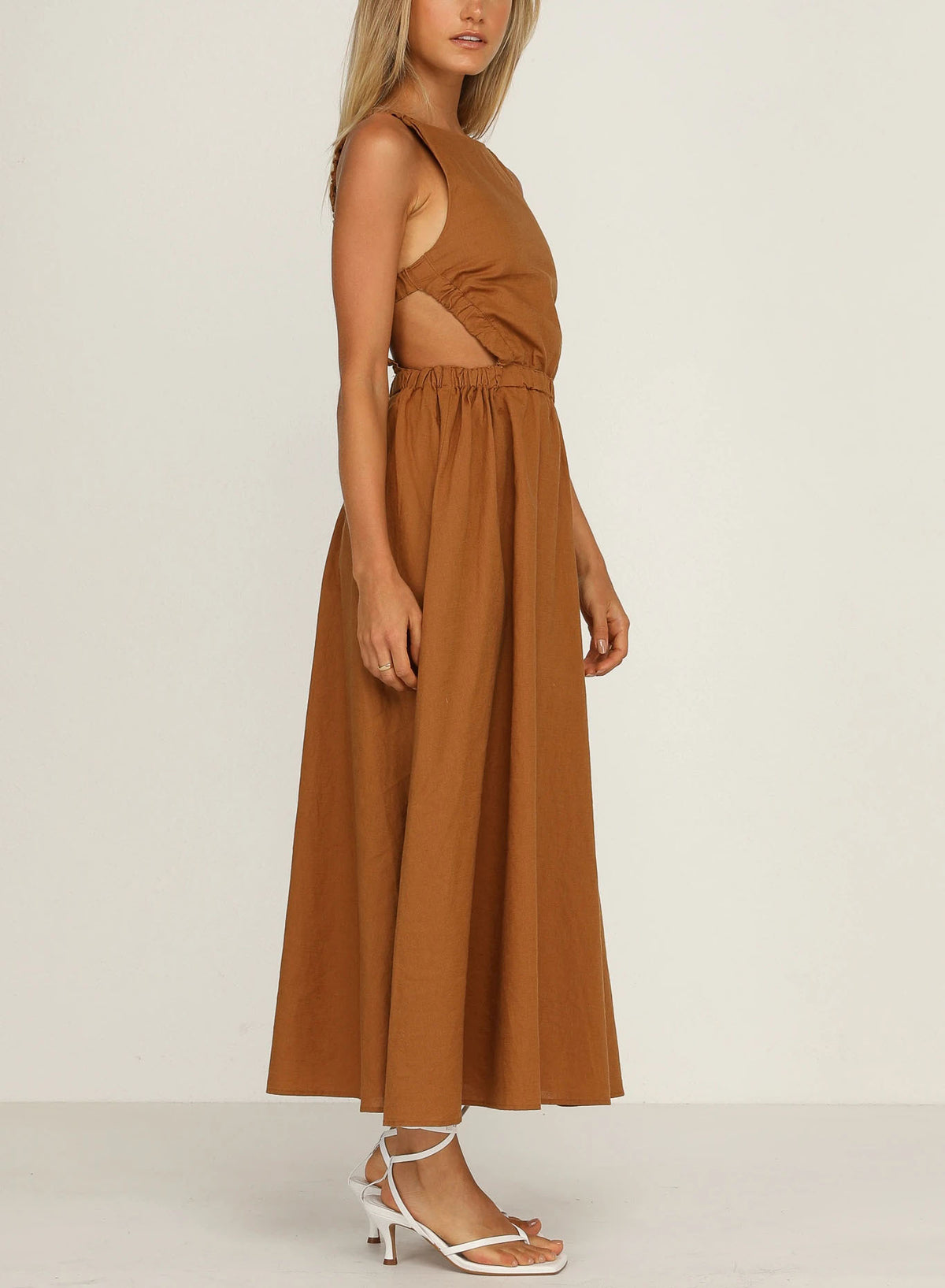 Backless Solid Color Sexy Cotton Linen Dress