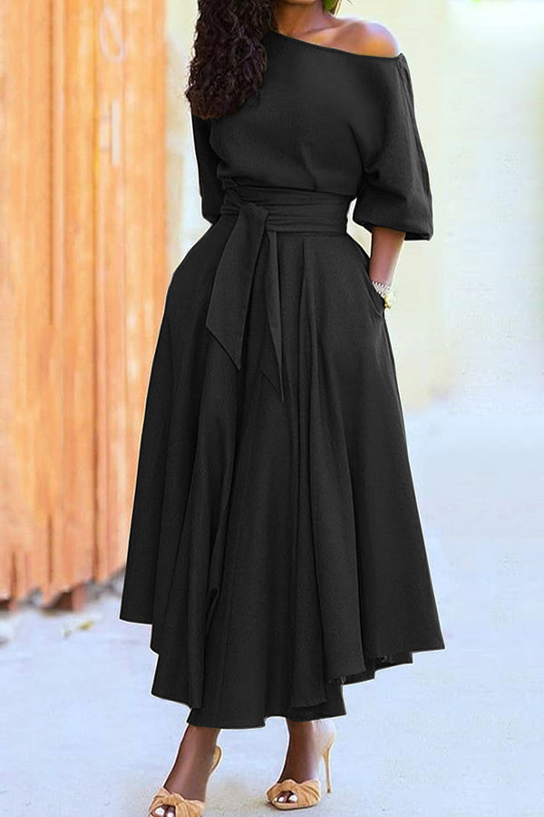 Fashion Oblique Shoulder Strap Dress