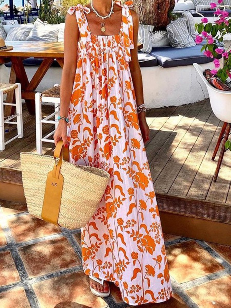 Holiday Style Sling Print Dress