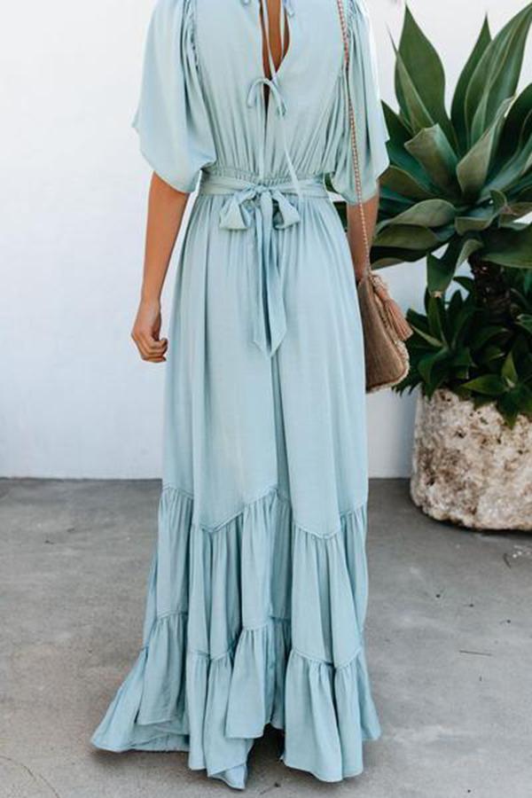 Bohemian Solid Color Long Dress