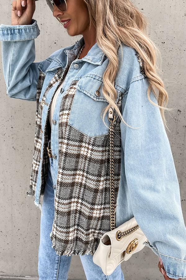 Denim Plaid Loose Jackets