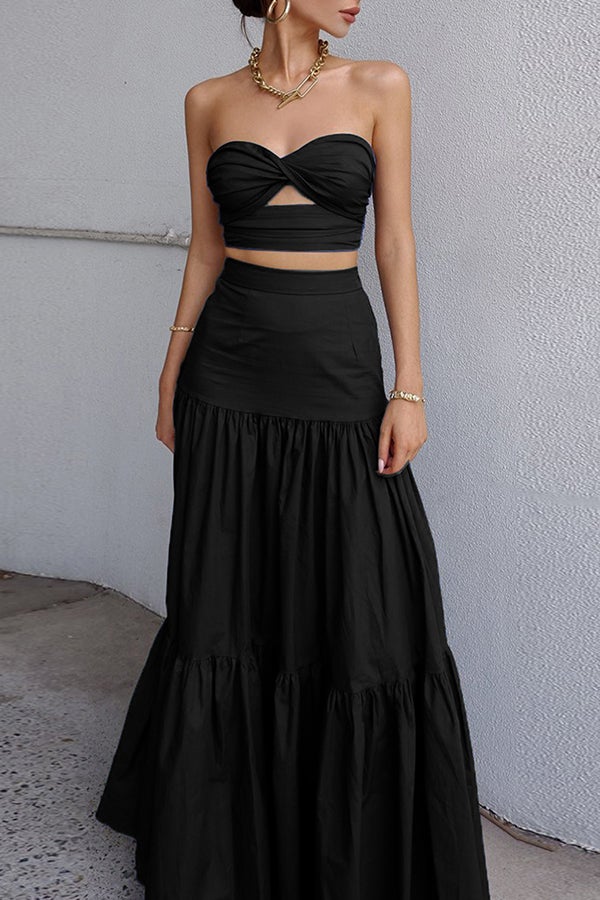 Spring and Summer Tube Top Vest Skirt Two-piece Suit
