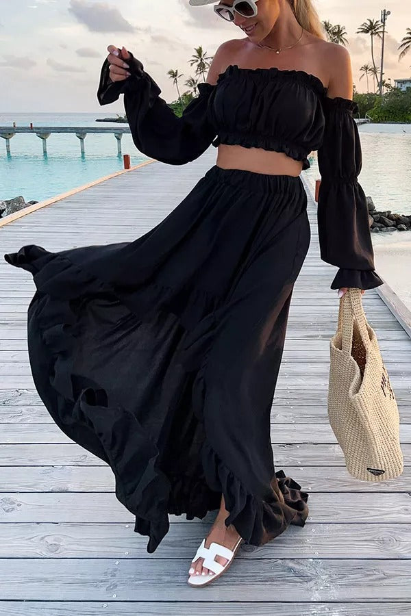 Touch My Soul Off Shoulder High Low Dress Suits