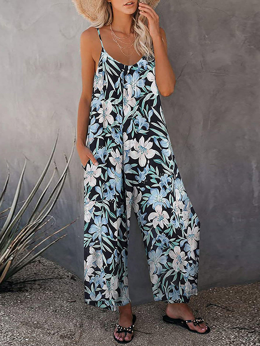 Printed Suspender Jumpsuit