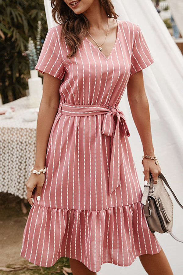 V-neck Sexy Temperament Striped Dress