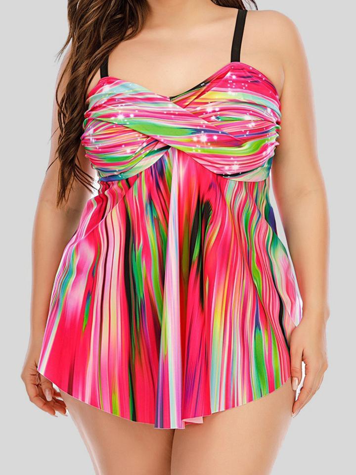 Print Patchwork Rose Red Swimdress