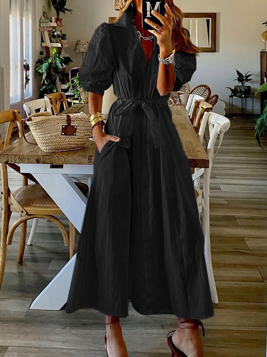 Solid Shirt Dress