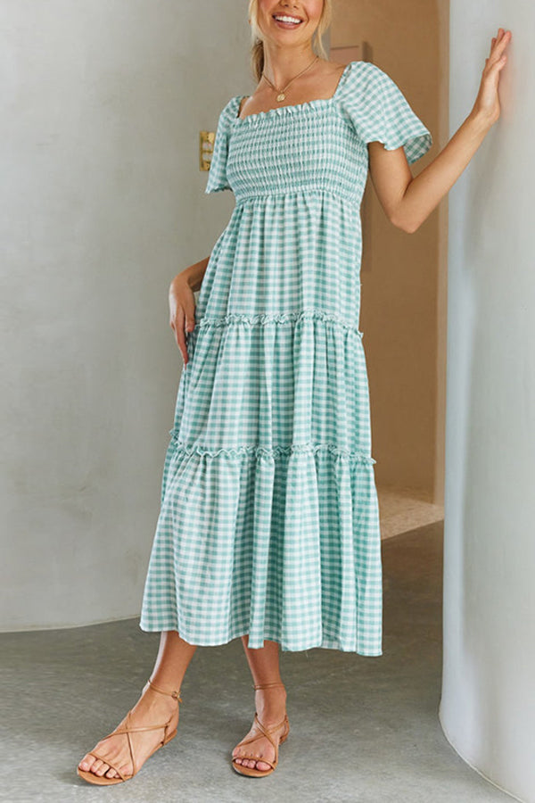 Mom Plaid High Waist Dress