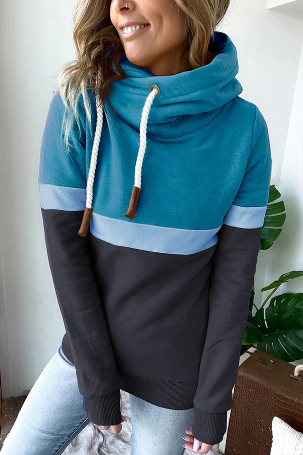 It's My Life Colorblock Turtleneck Hooded