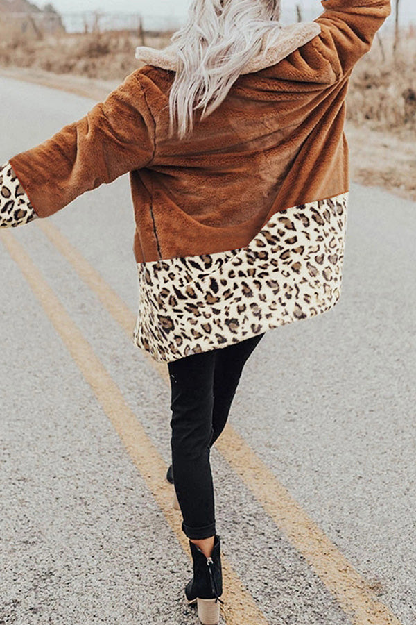 Long Sleeves Color Block Leopard Cardigans