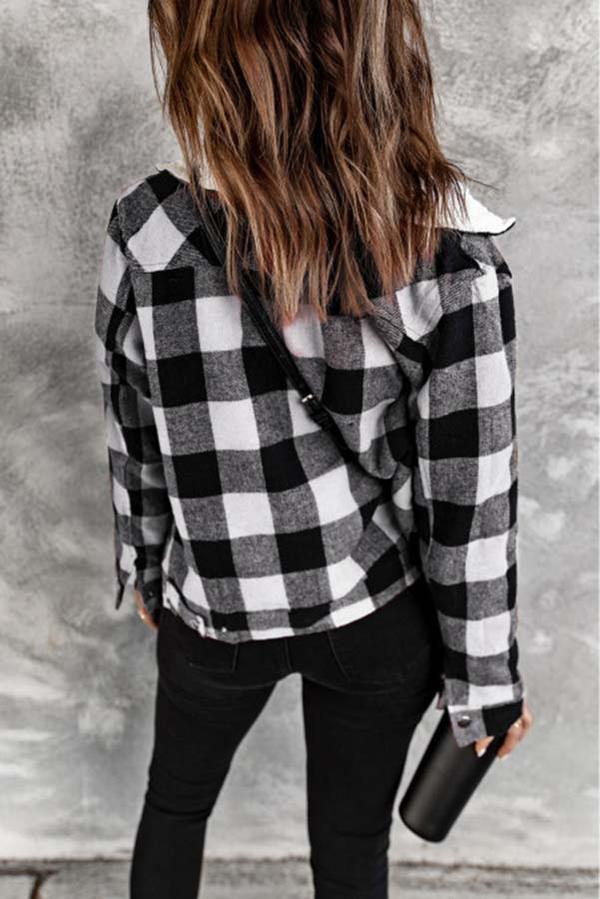Plaid Fleece Button Jacket