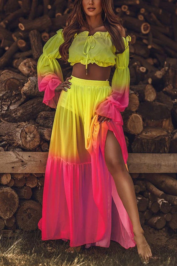 Colorblock Beach Bikini Coverup Set