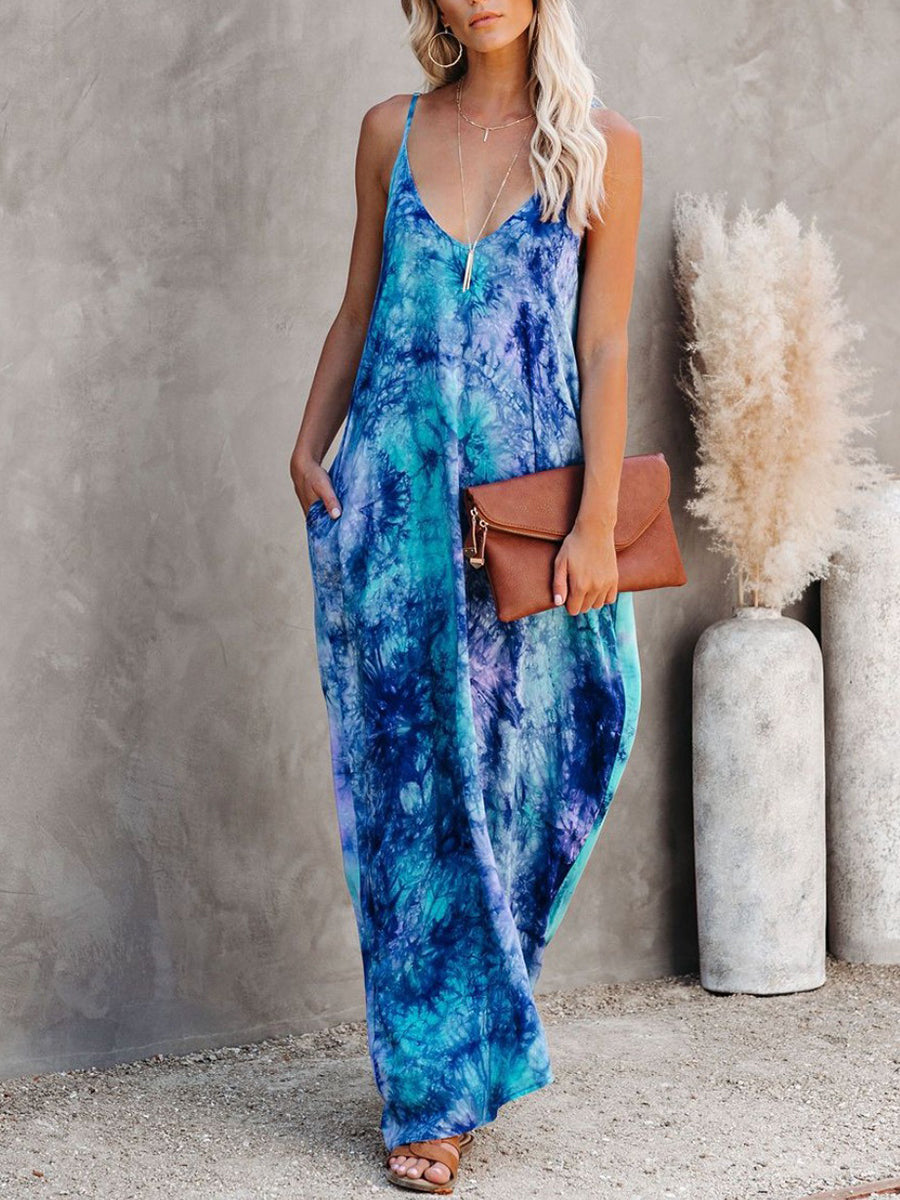 Tie-dye Loose Multicolor Maxi Dress