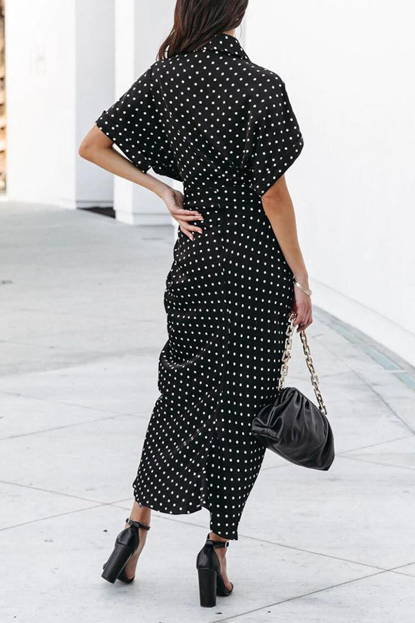 Polka Dot Sleeve Midi Dress