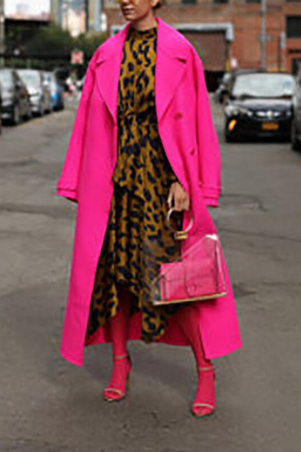 Fashion Solid Color Long Coat