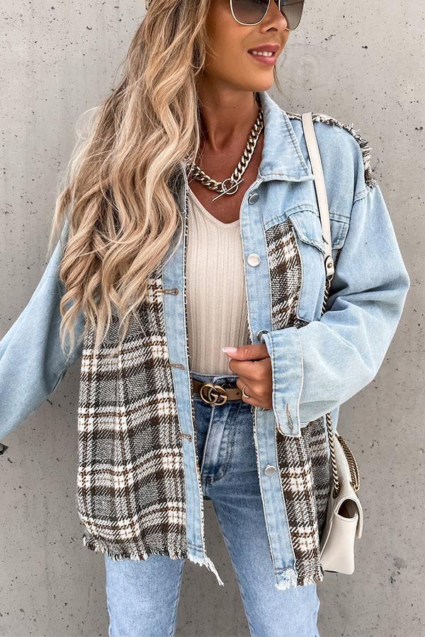 Denim Plaid Loose Jackets