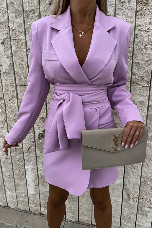 Loose Multicolor Suit Collar Dress
