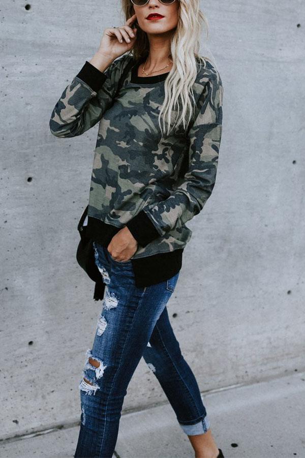 Casual Camouflage Sweater