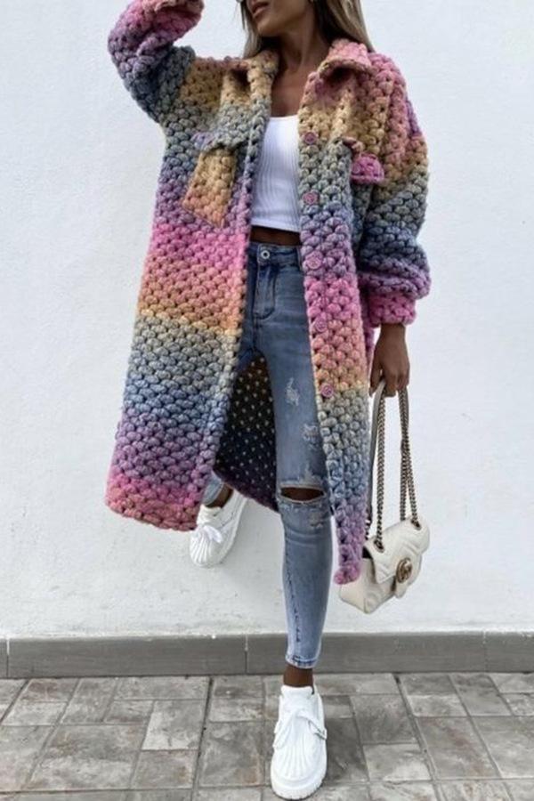 Rainbow Colors Shag Long Coat