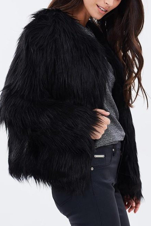 Autumn and winter long-sleeved fluttering wool coat