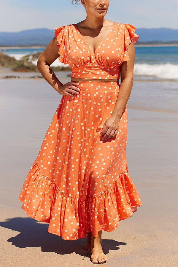 Day On The Beach Poka Dot Print Dress Suit