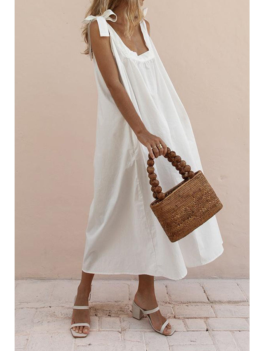 Ruffled feminine sexy backless lace-up dress