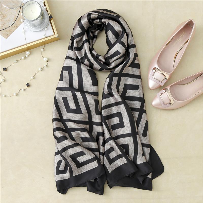 Printed silk scarf letter shawl sun protection beach towel