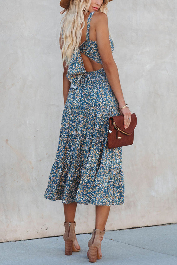 Spell On You Floral Tie Back Midi Dress