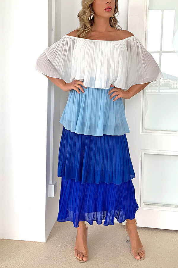 Contrast pleated cake skirt