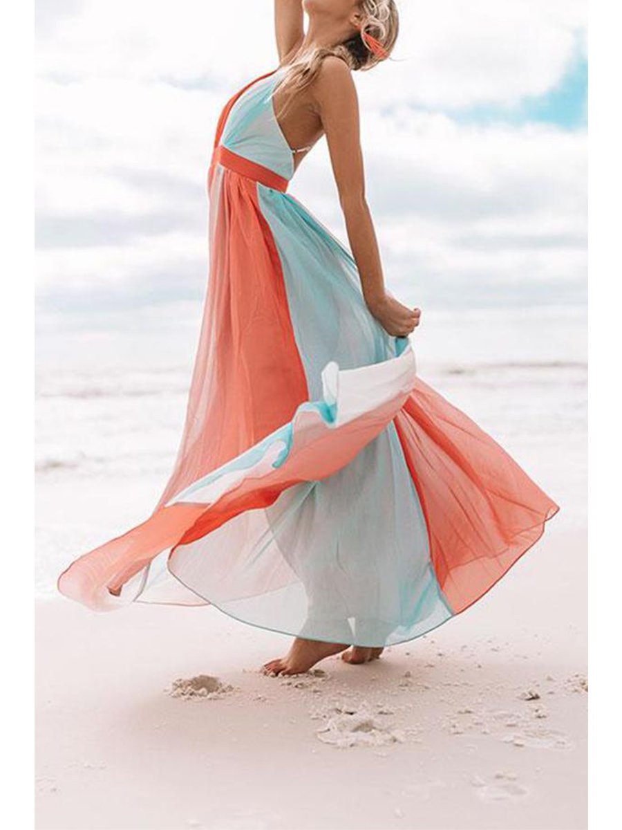 Charming Rainbow Mesh Sling Dress