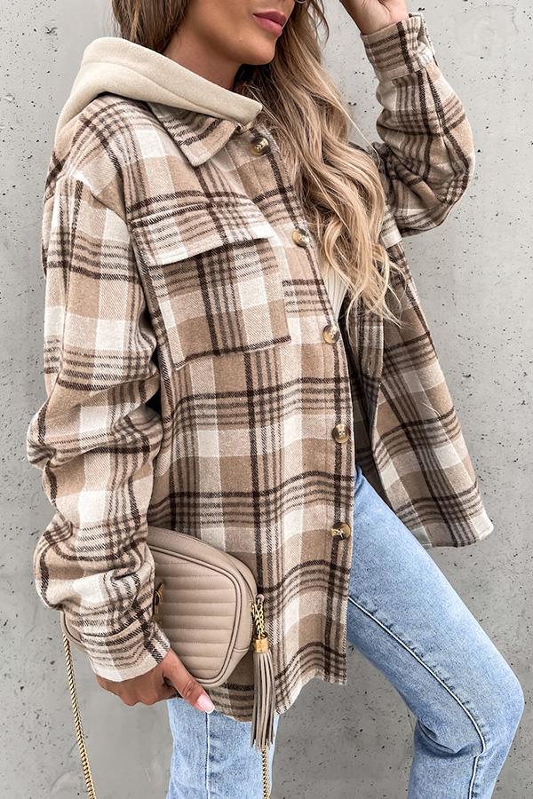 Chic Plaid Hooded Coat