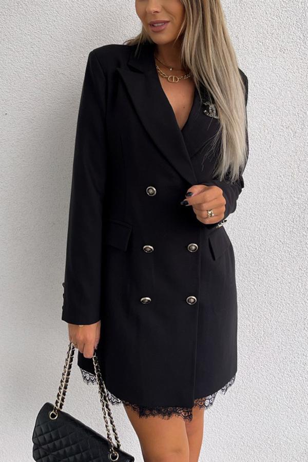 Lace Stitching Hem Blazer Dress