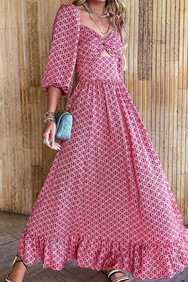Loose Mid-length Printed Dress